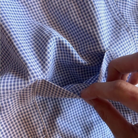 Island Republic Men’s Causal Button Up Shortsleeve Shirt Check Blue/white M - Picture 9 of 10